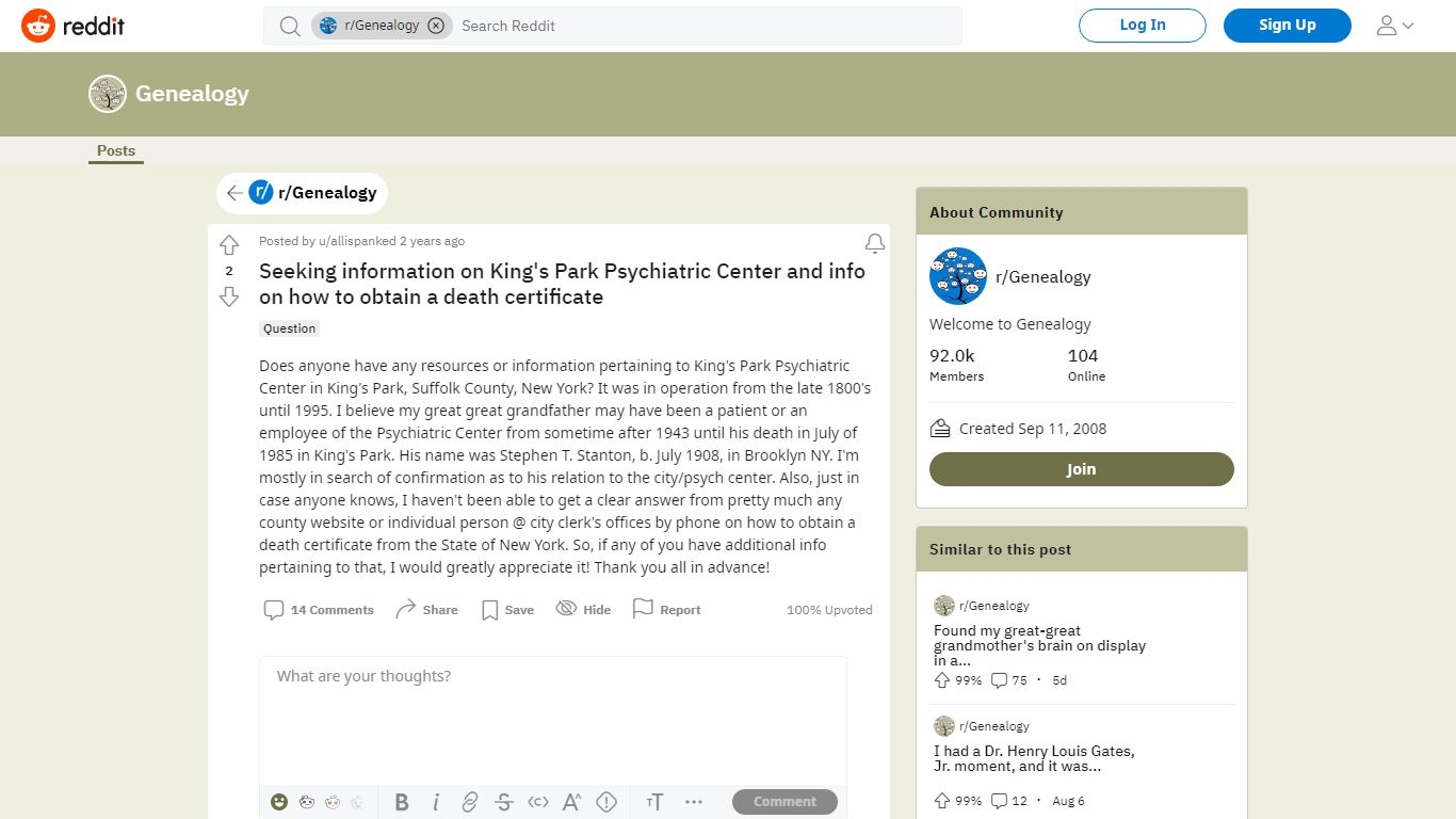 Seeking information on King's Park Psychiatric Center and ...